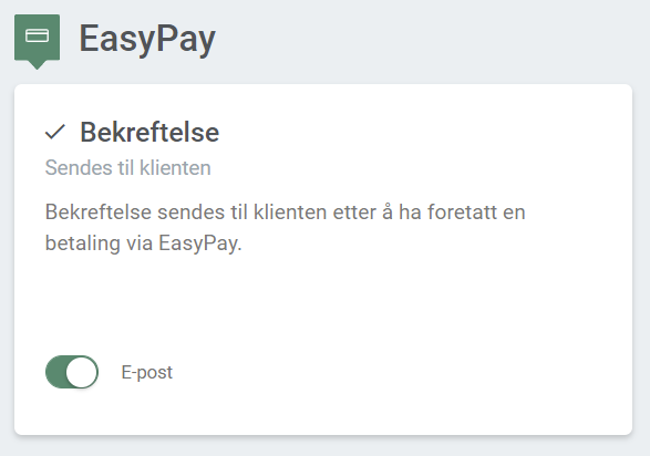 Automatisk e-post ved bekreftelse av en EasyPay-betaling