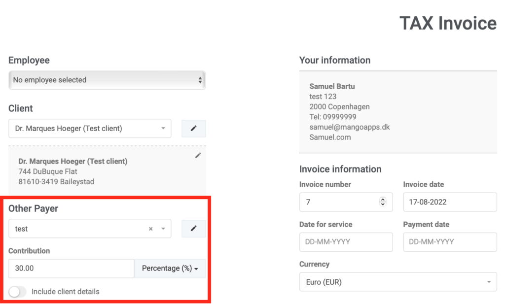 Add other payers to an invoice guide