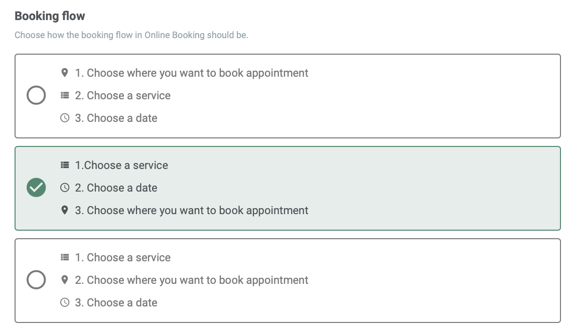 Booking flow settings