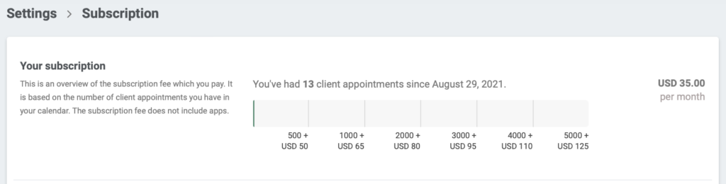 Calculation of the number of client appointments.