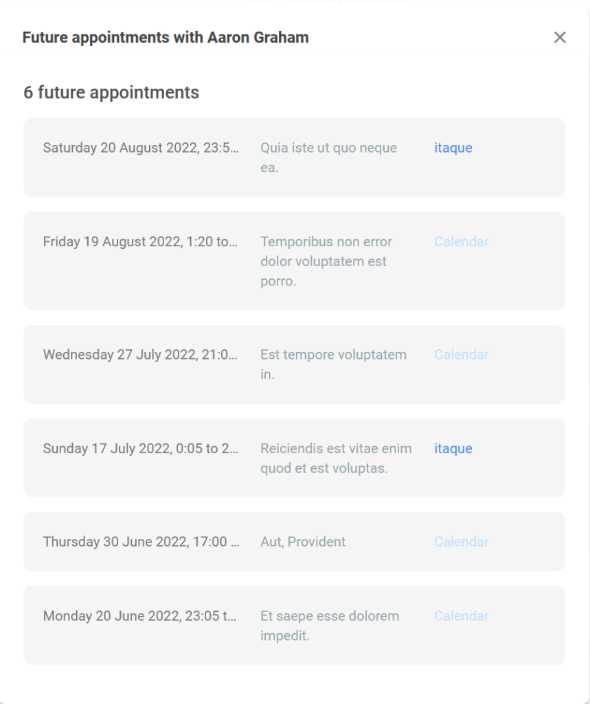 See all future appointments with a client guide