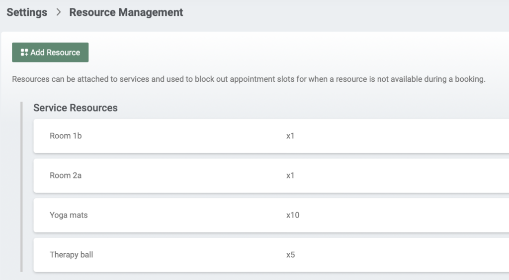 Resource Management App Settings