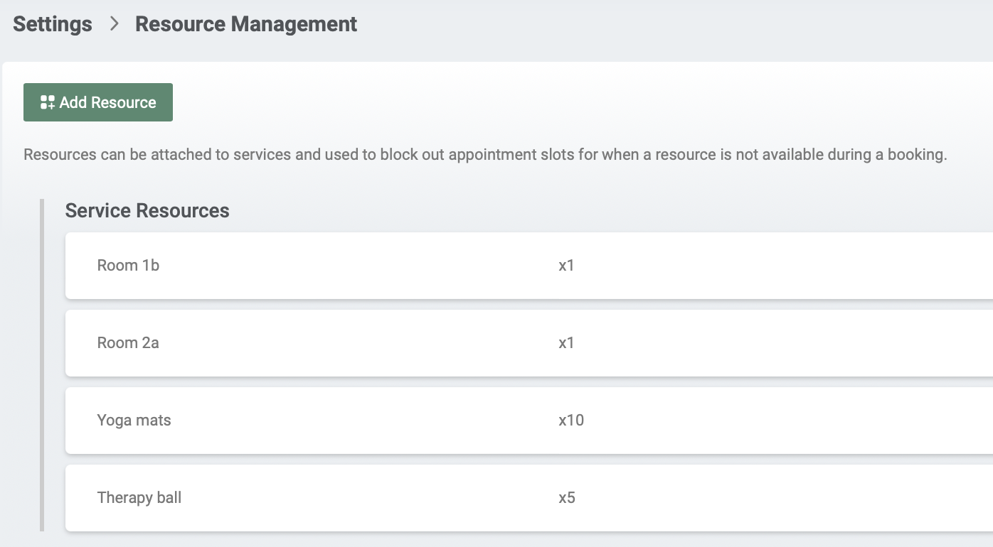 Resource Management App Settings