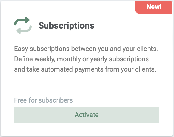 Subscriptions app activation