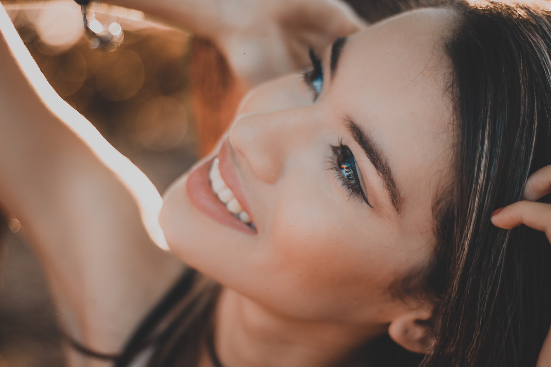 Close-up of a really beautiful and smiling woman