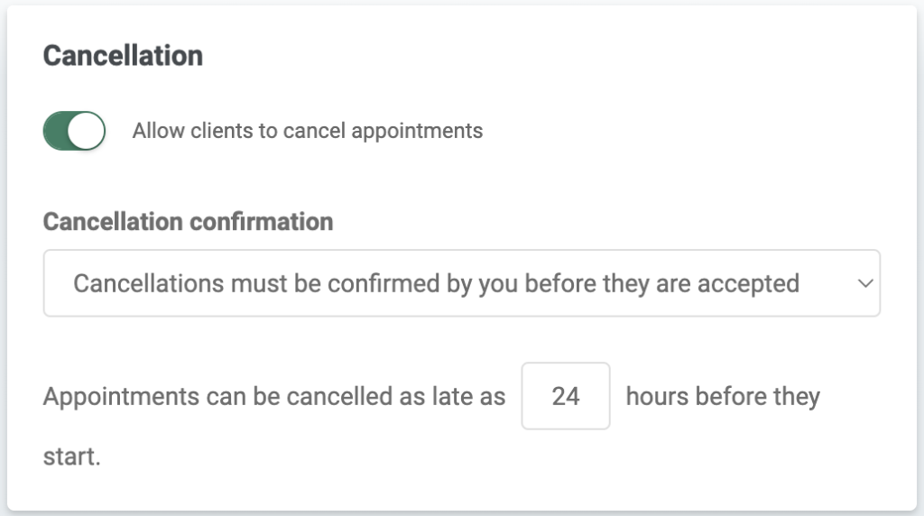 Cancellation rules inside EasyPractice 
