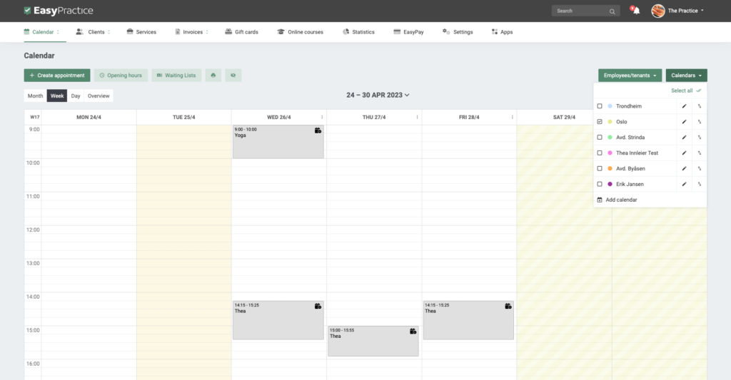 Calendar with calendar blocking