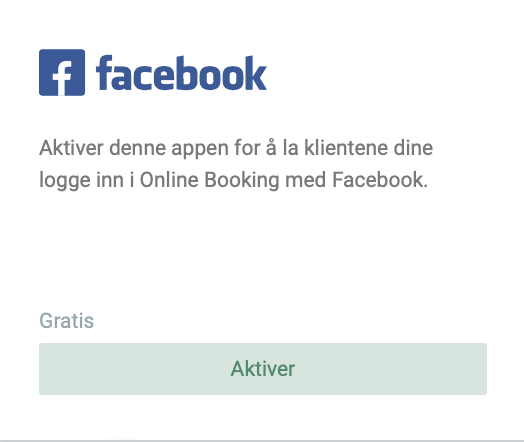 Facebook app aktivering